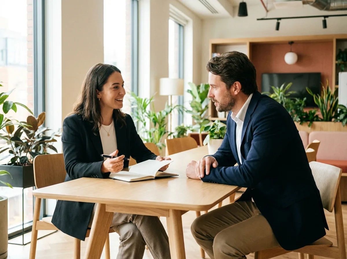 Conseillers Wiloc en discussion avec un client entreprise